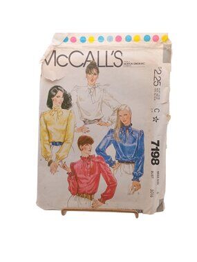 McCalls Vintage UNCUT Sewing Pattern 7198 Misses Blouses Size 6 Bust 30.5 Inches